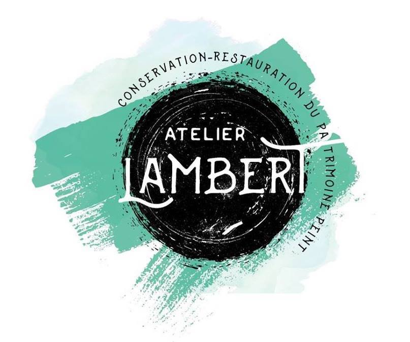 Présentation du logo de l'Atelier Lambert et de ses couleurs pour la conservation-restauration du patrimoine peint à Bourges et en région centre.